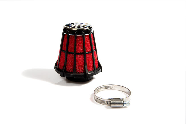 042413.50 Filtro Aria Red Filter E5 Con ø 55 Per Carburatori Mikuni Con Gabbia Nera Malossi